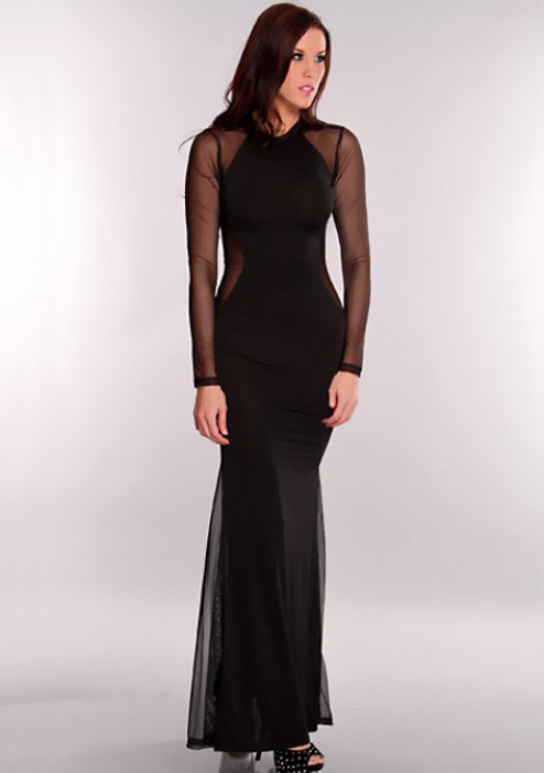 Graceful Mesh Long Sleeve Gown